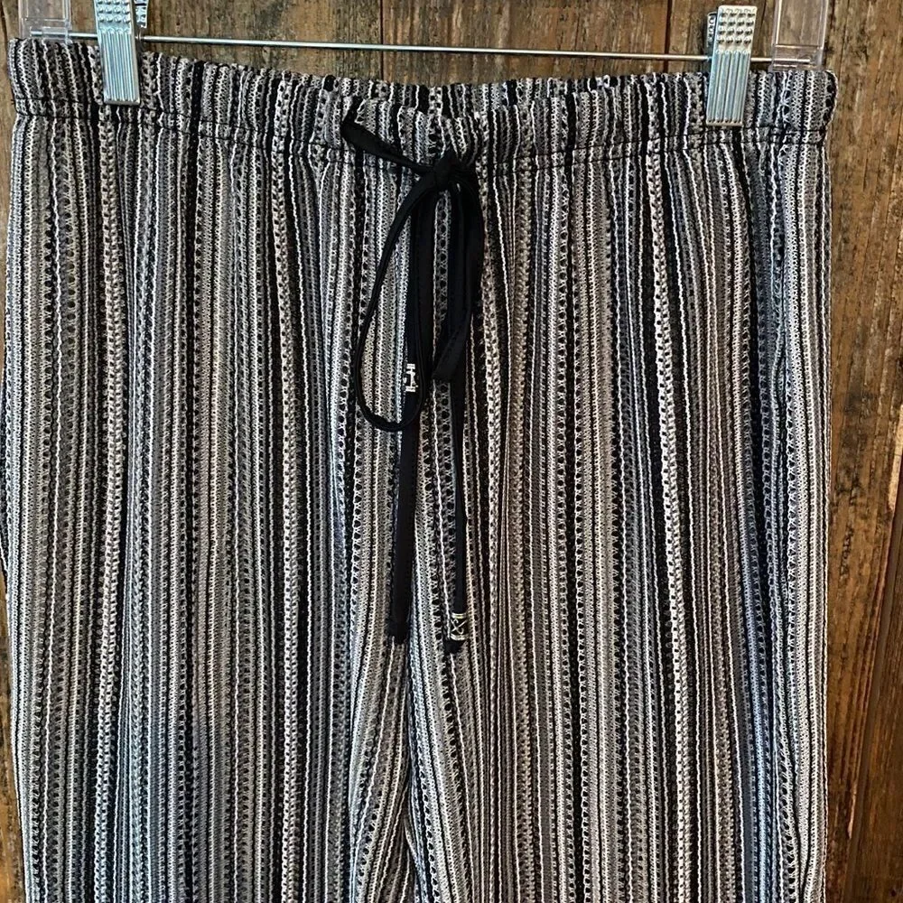 Club Z Collection S Black Stripes Adjustable Sheer Beach Resort Palazzo Pants